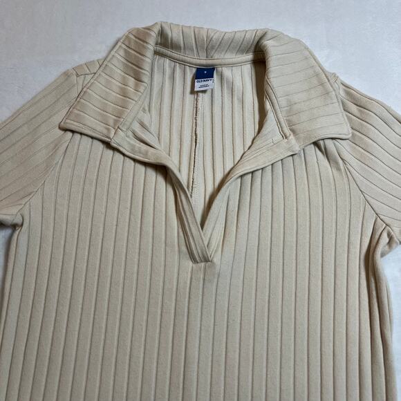 Old Navy Ribbed Knee Length Shirt Dress Size Small Academia Casual Neutral - Picture 3 of 8
